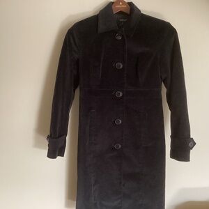 Ladies Will Smith Long Black Velvet Trench Coat Size 2-Nice